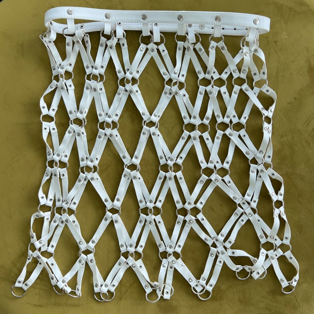 Leather Chainmail Skirt, White, Festival Wear